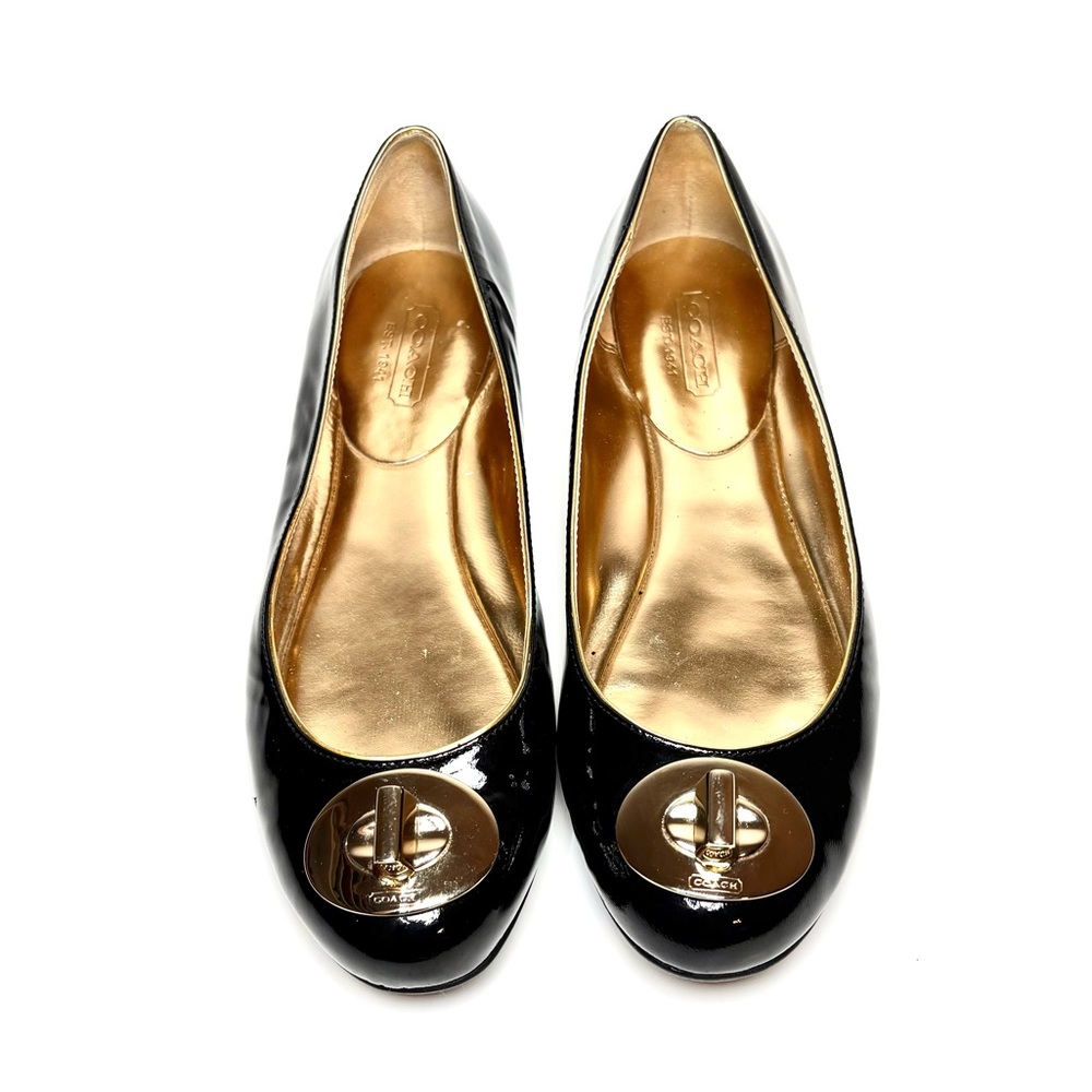 Coach Judyann Black Patent Leather Flats | 5.5